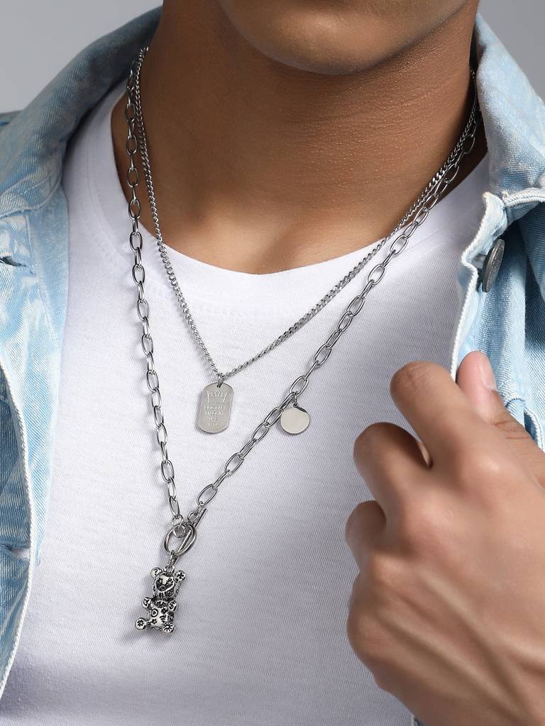 Men'S The Dollar Teddy Pendant Necklace - Metallic Silver : FAPD1207
