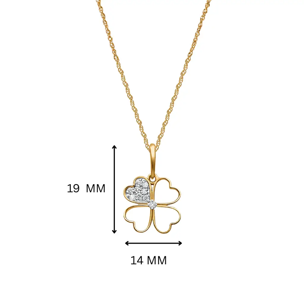 Aahana Clover Moissanite & White Enamel Silver Necklace : AP308SYMW