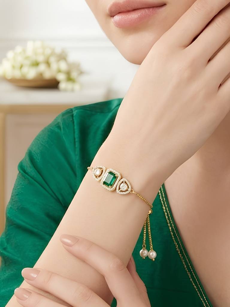 Emerald Evil Eye Bracelet Rakhi : YI24A1018B