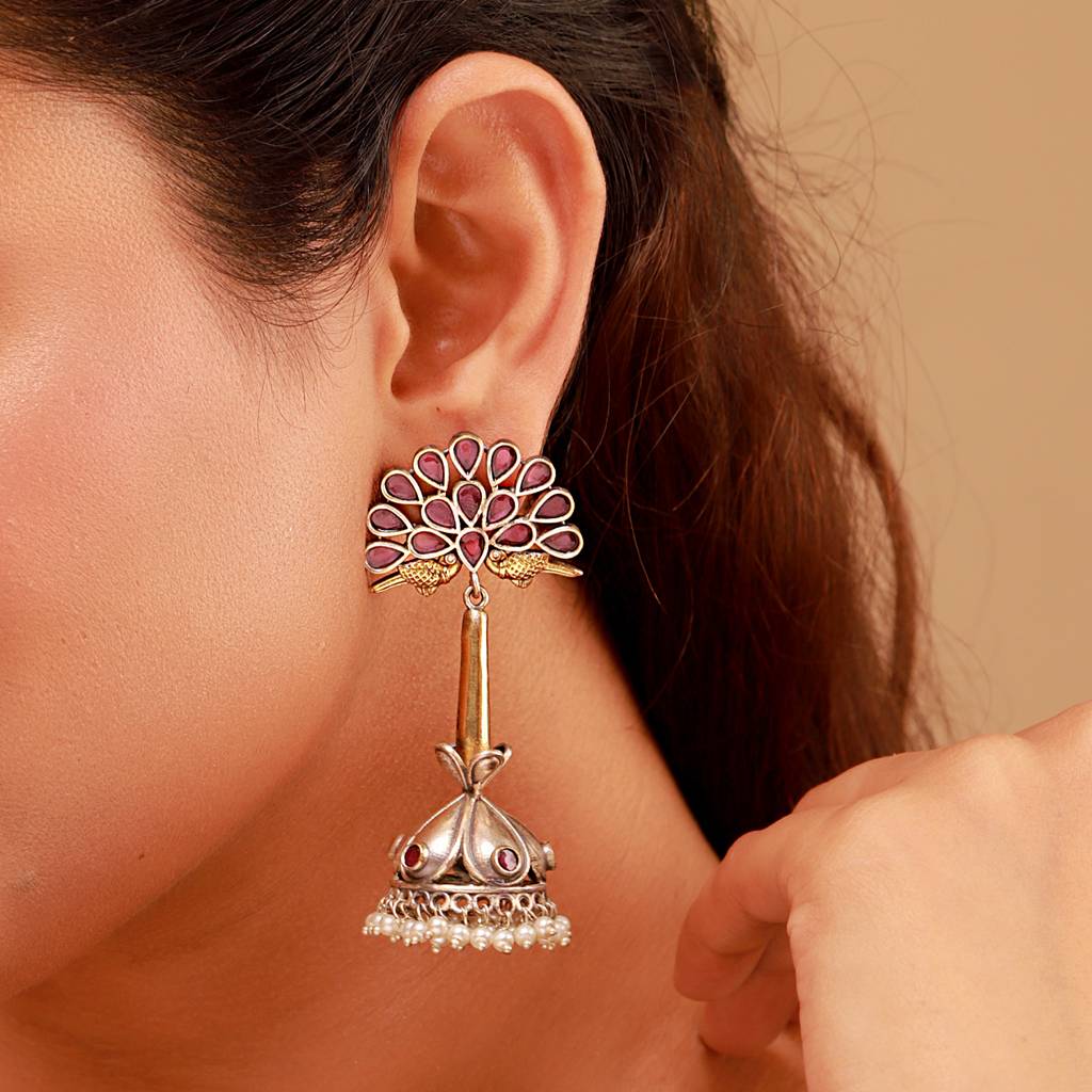 Antique Elegance Floral Bell Danglers : 8905124582543