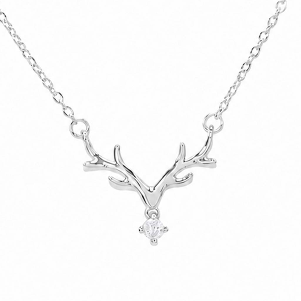 Rose Gold Plated Deer Antler Pendant Chain Necklace For Women : PX9CH161S
