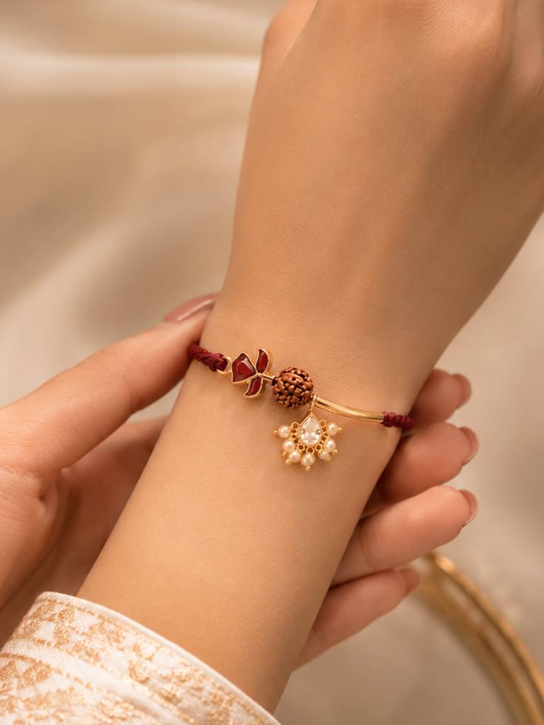 Rudraksha Floral Lumba Rakhi : YI24A1011A