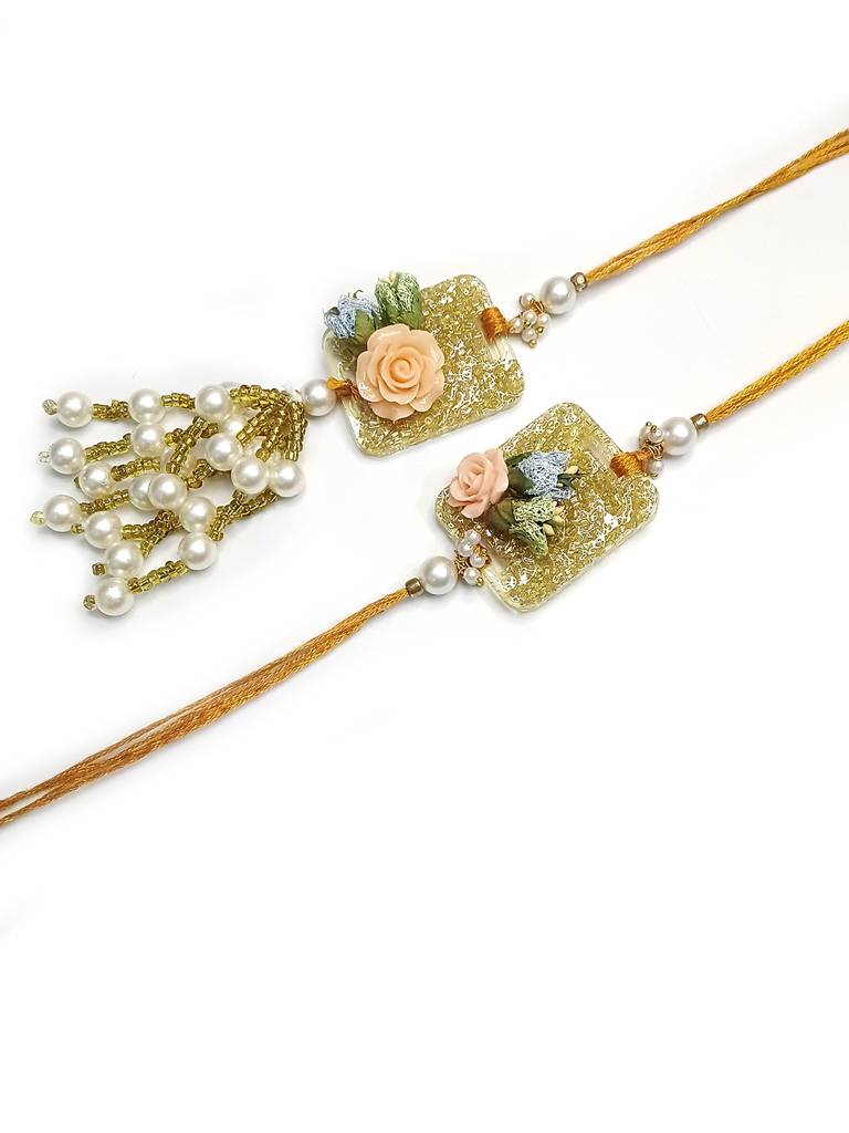 Designer Bhai Bhabhi Rakhi Set With Kundan Design – Rakhi For Brother & Bhabhi | Raksha Bandhan Gift – For Family : BBH342