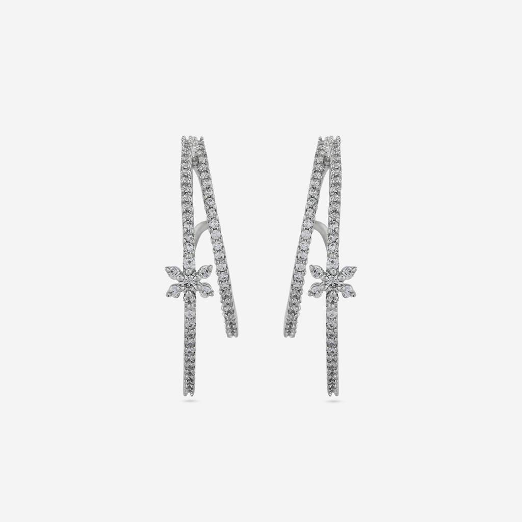 White - Plated Party Wear Zircon Earring - 467256 : 467256