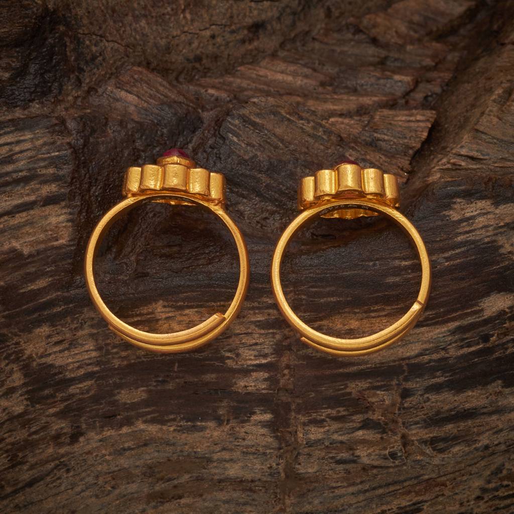 Ruby Gold Plated -Bridal Temple Toe Ring -437912 : 437912