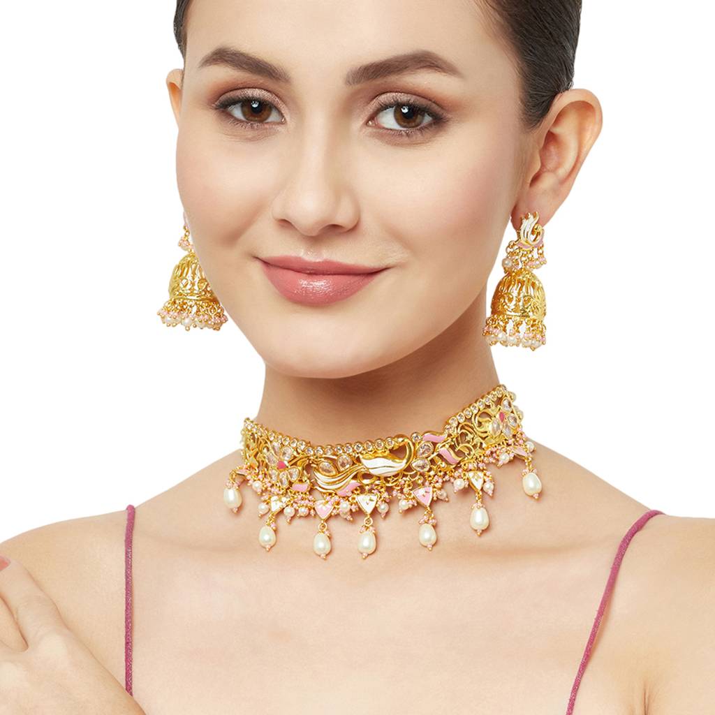 Traditional Necklace With Pearls And Lotus Design : 8905124444575