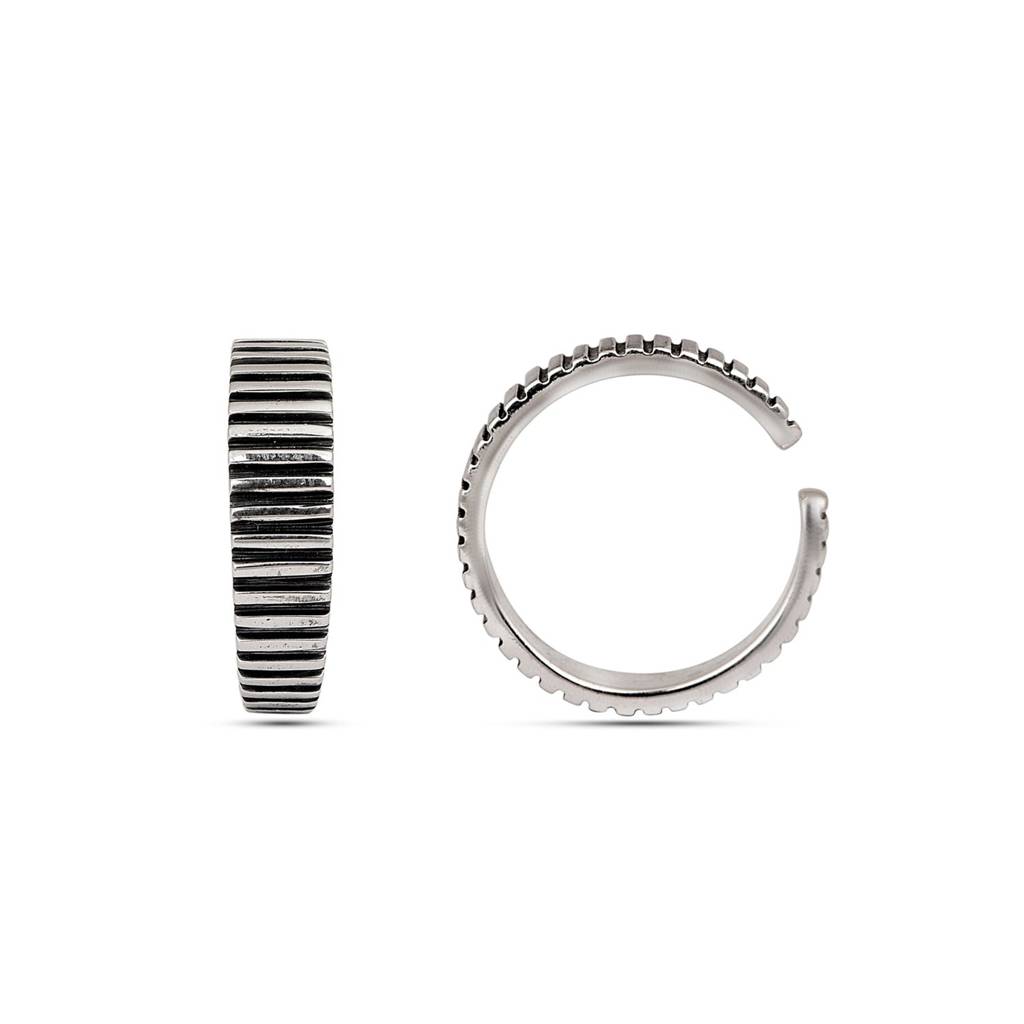 Striped Oxidized Toe Ring - Sterling Silver : TR00081