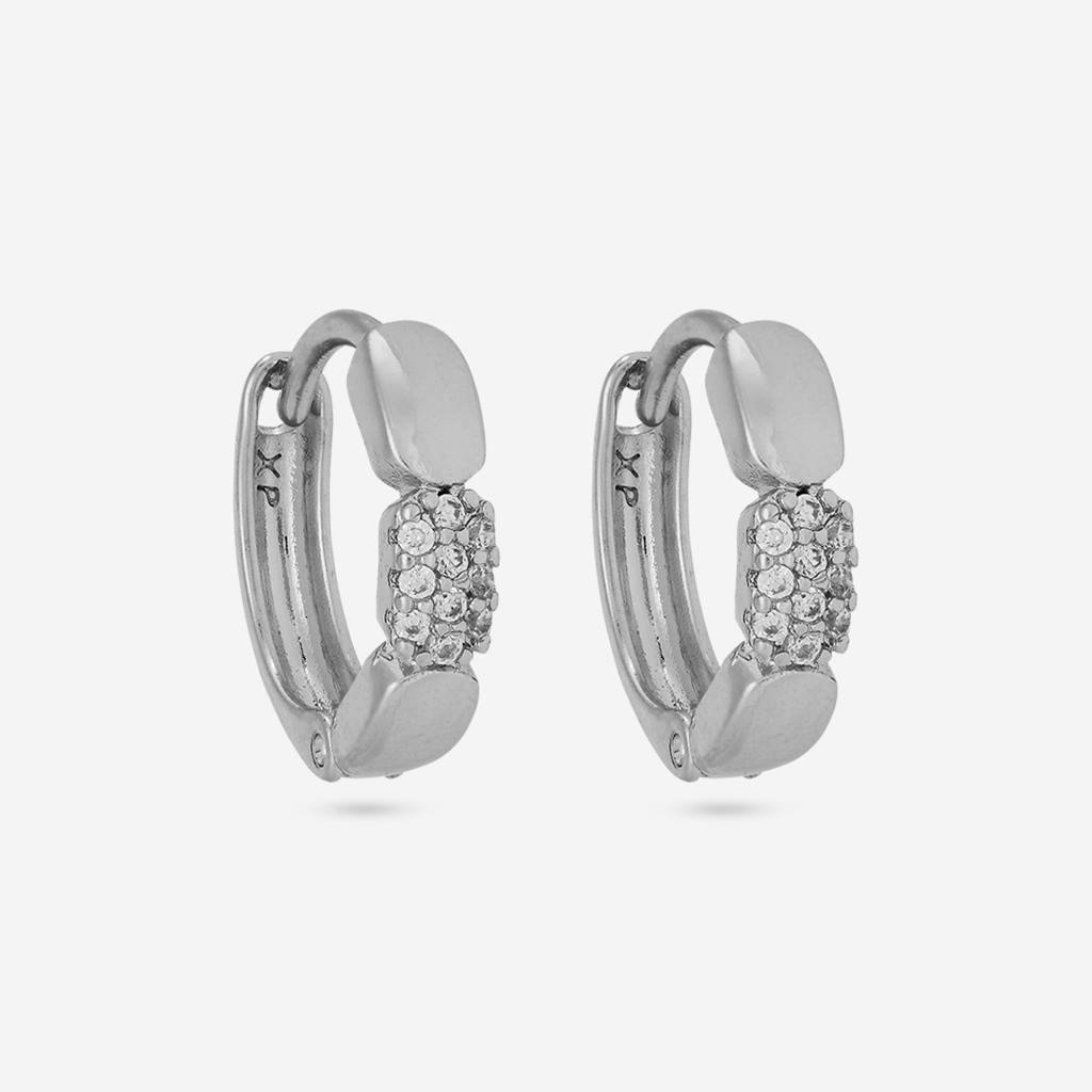White Rhodium - Plated Casual Wear Trendy Zircon Earring - 460480 : 460480