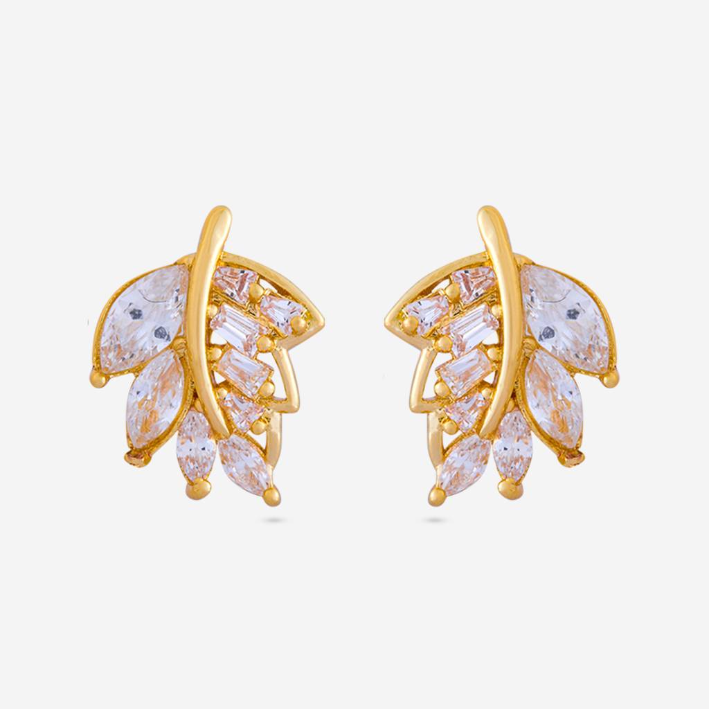 White - Plated Casual Wear Trendy Zircon Earring - 466982 : 466982