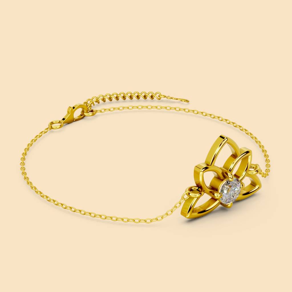 22K Gold Vermeil |Lotus Grace Bracelet| Pure 925 Sterling Silver With The Thickest Gold Layer : TSBR-LOT-22K-70024