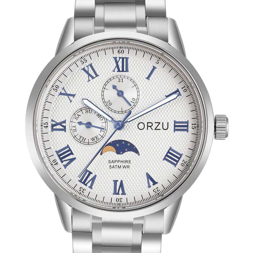 Multifunction Moon Phase Dial Men'S Watch - Mm40021 | Stainless Steel Case & Solid Band | Sapphire Glass | Band Watc : MM40021