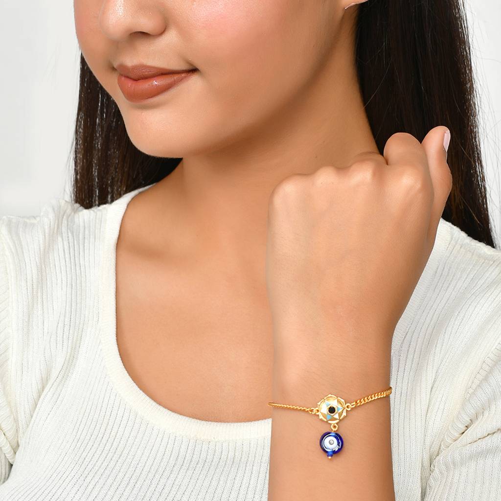 Evil Eye Gold Plated Women Anklets With Motif Design : 8905124479683