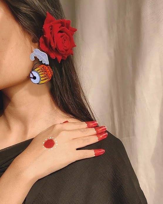Dhak Ear Rings (White Accent) : ER0134
