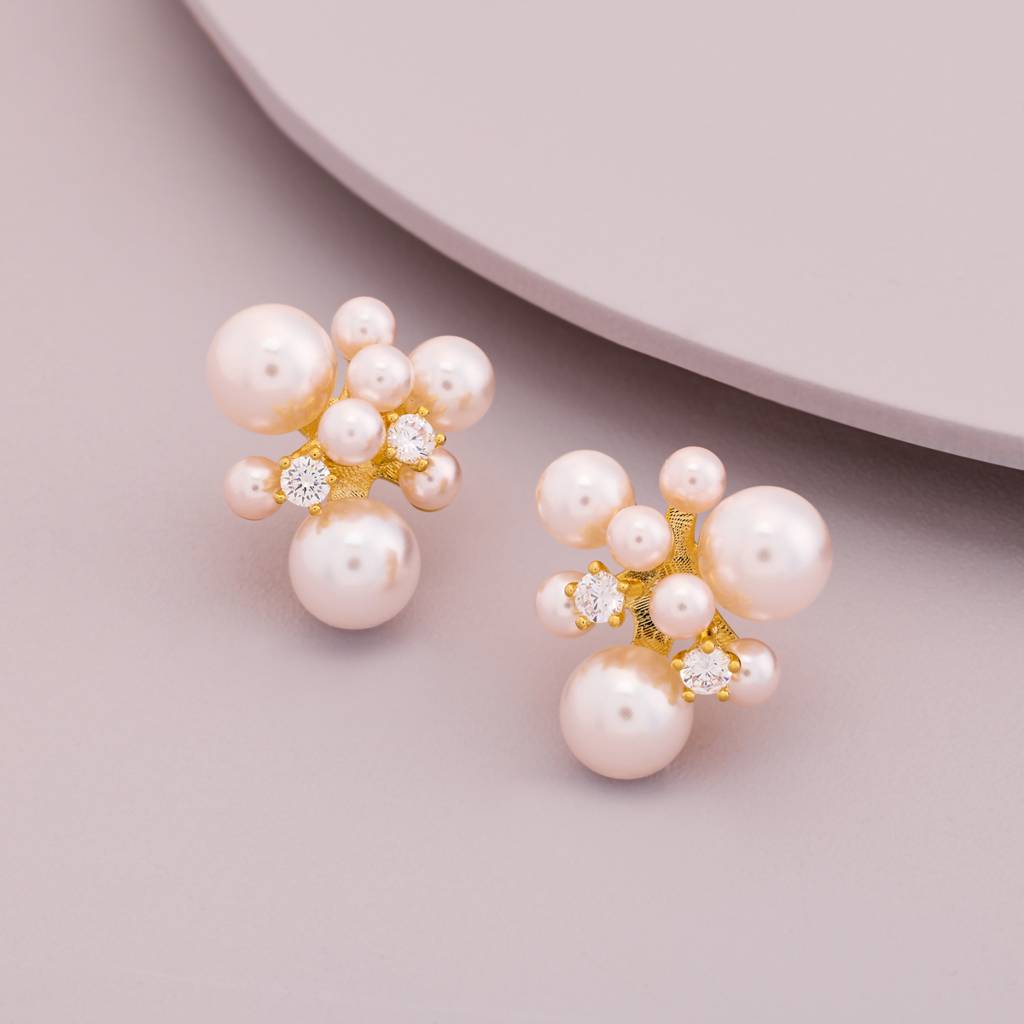 Pearl Gold - Plated Casual Wear Trendy Zircon Earring - 464538 : 464538