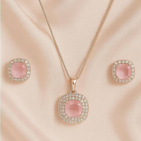 Opulent Ad Pendant Set– Trendy Party Wear : AD-857-RGMPPDER