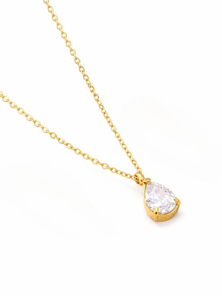 18K Gold Plated Stainless Steel Waterproof & Anti-Tarnish Eternal Pear Necklace : N71ASSS0G