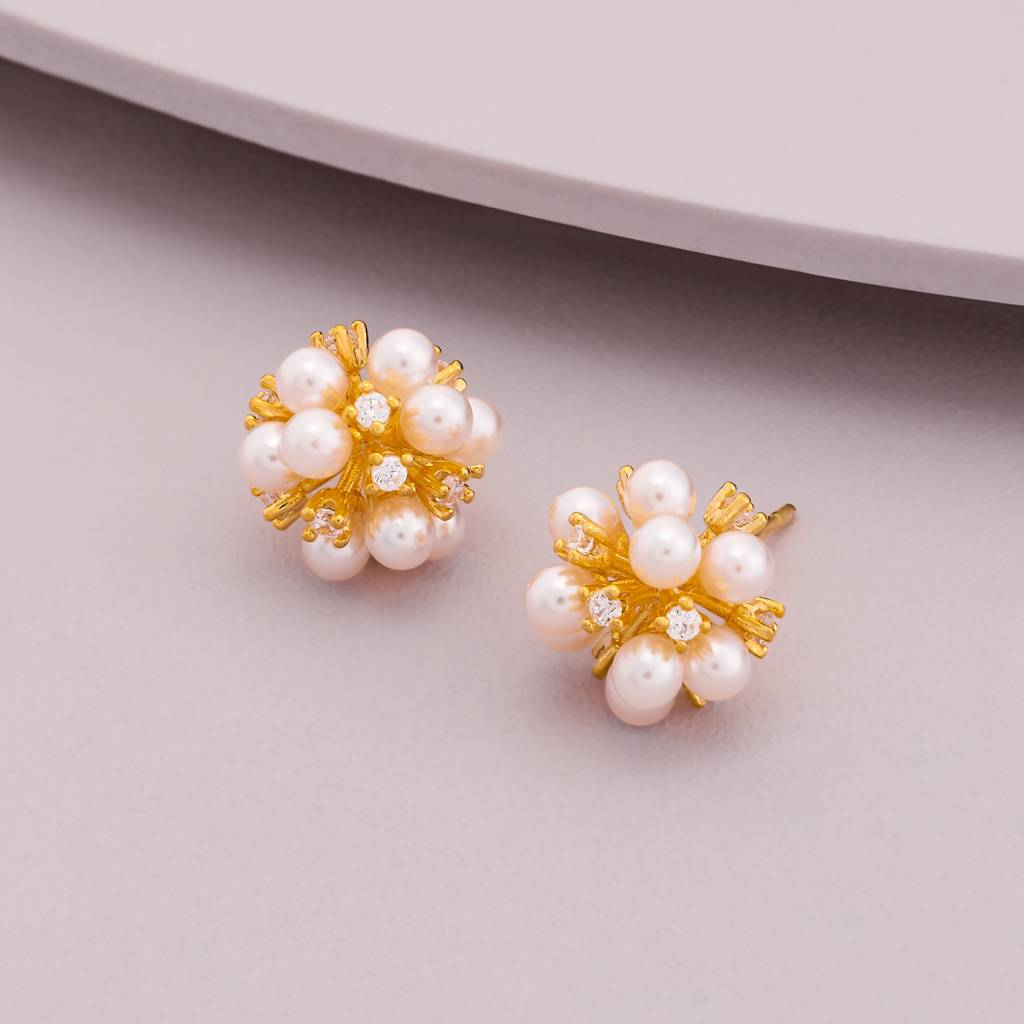 Pearl Gold - Plated Casual Wear Trendy Zircon Earring - 464638 : 464638