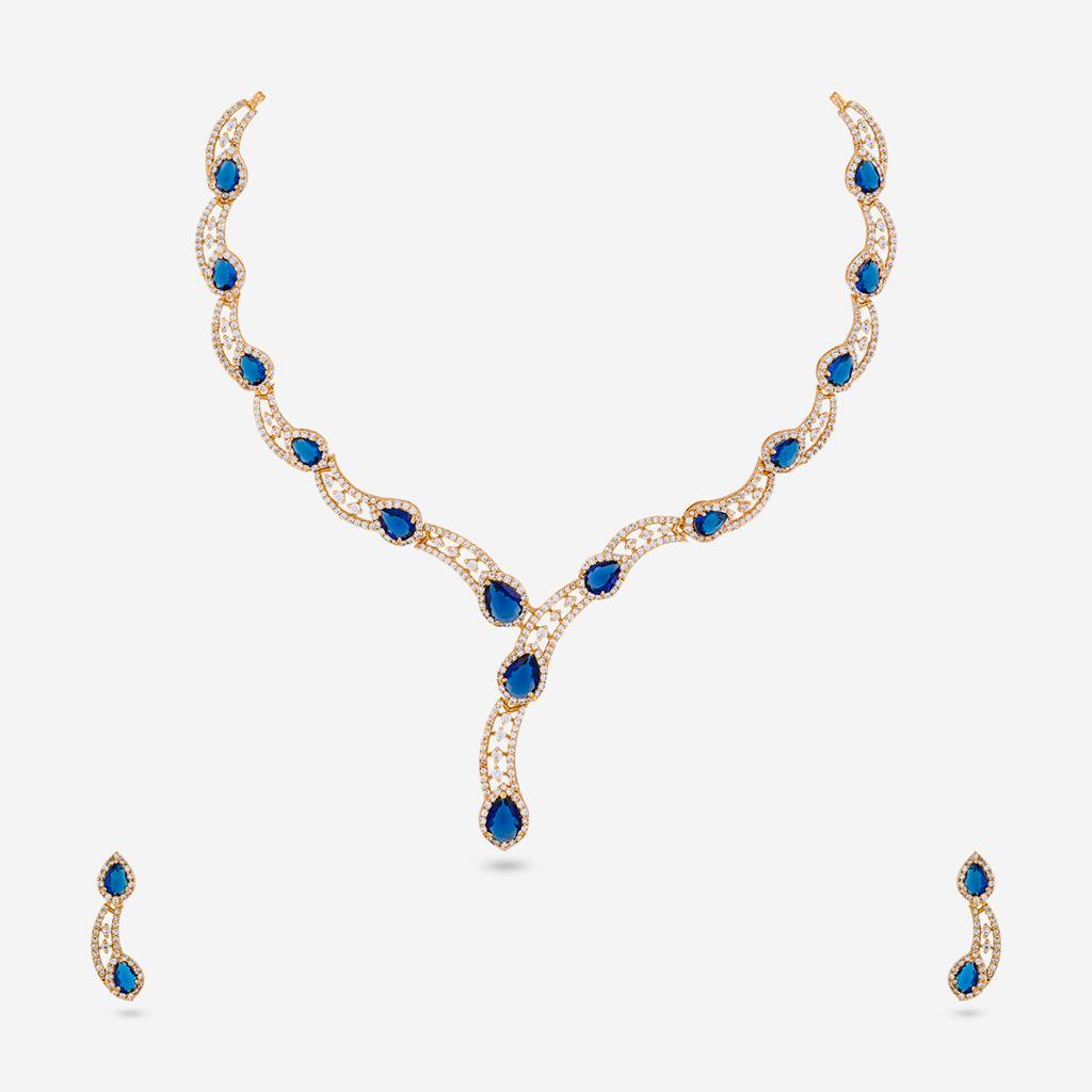 Gold-Rose - Plated Party Wear Zircon Necklace - 469485 : 469485