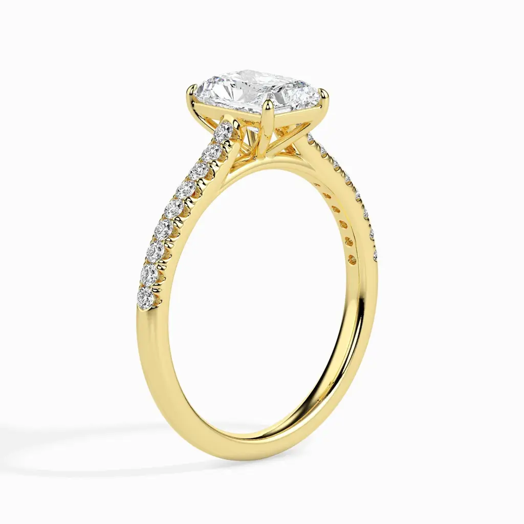 1 Carat Radiant Solitaire Ring In Diamond Band : 09kYellowZNR117F10