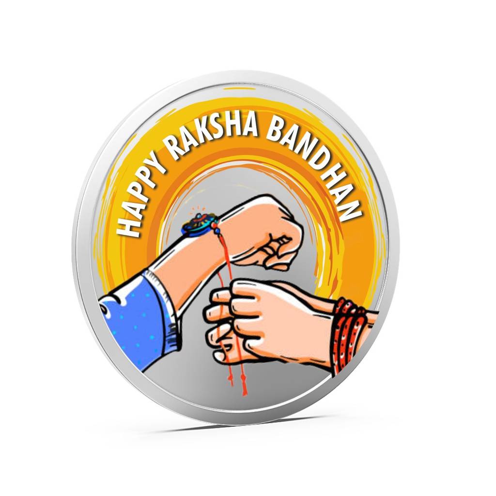 50 Gm Happy Raksha Bandhan Silver Colour Coin Pure 999 : ABSCC50GMRAKBAN999C