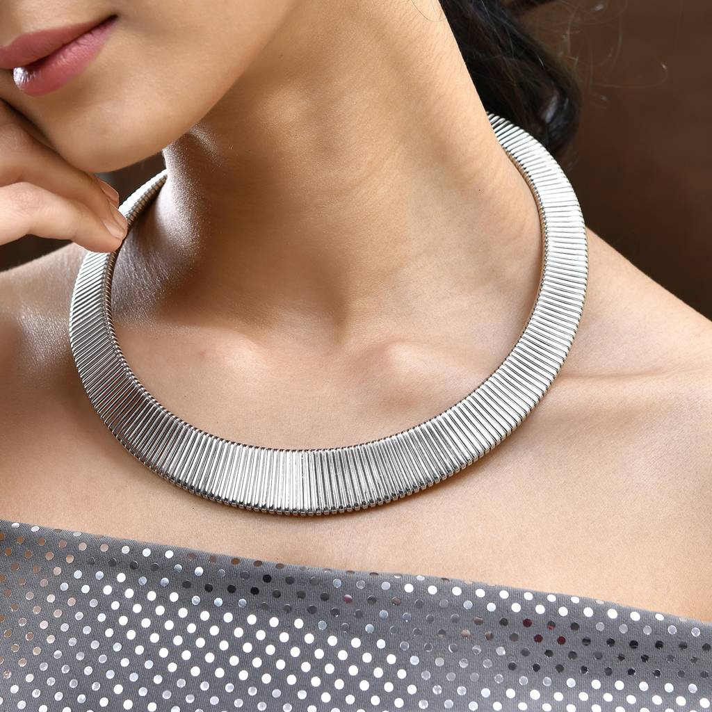 Timeless Sparkle Stellar Silver Hasli Necklace : 8905124552195