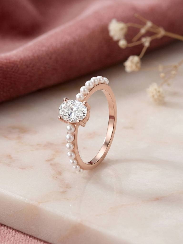 Oval Solitaire Pearl Ring : MVLR2862
