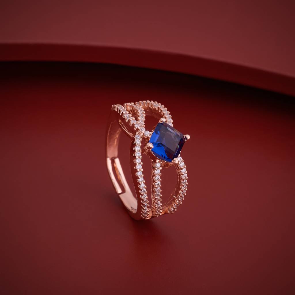 Rose Gold - Plated Party Wear Zircon Finger Ring - 463029 : 463030