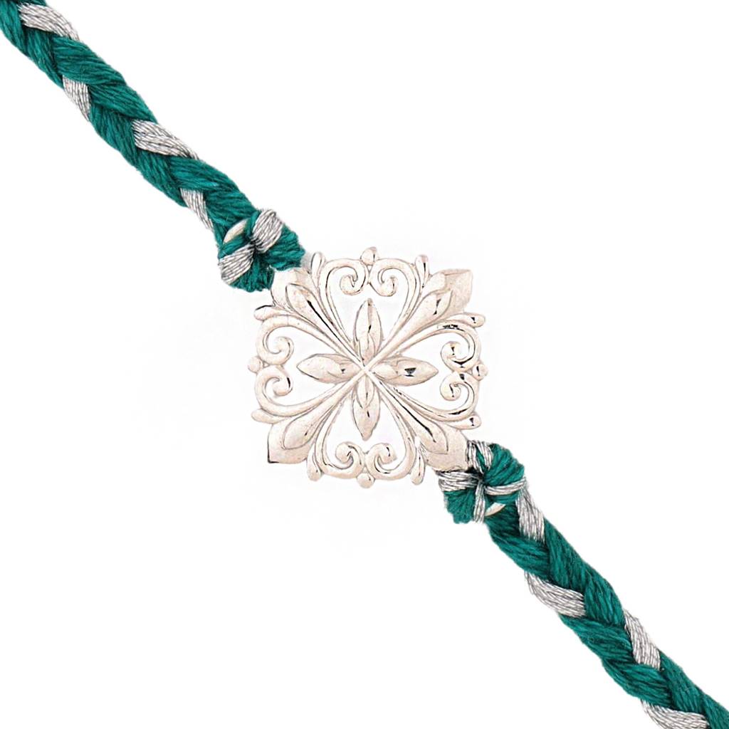 Filigree Floral 925 Sterling Silver Rakhi For Brother : 8905124584165