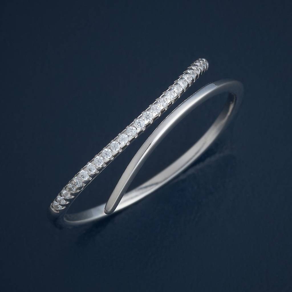 White Rhodium - Plated Office Wear Silver Finger Ring - 436746 : 436746
