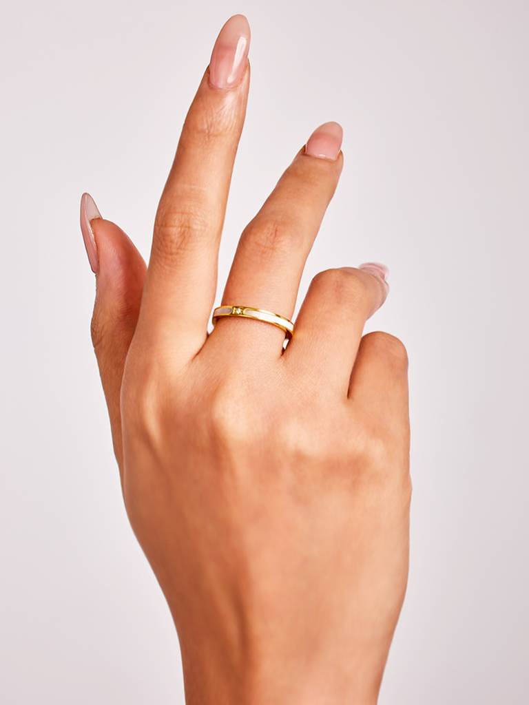 18K Gold Plated Light Ring Stainless Steel Waterproof & Anti-Tarnish : R47ASSS6G