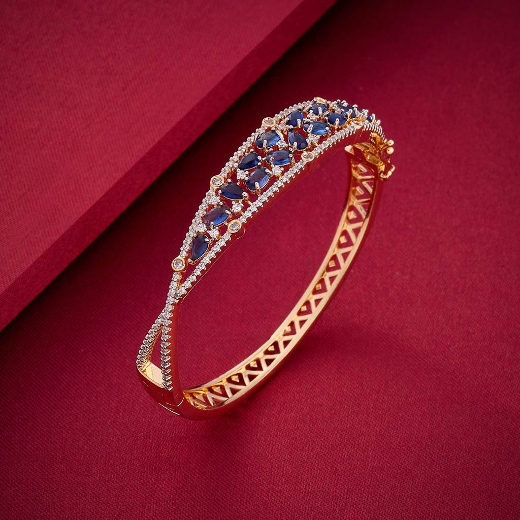 Rhodium - Plated Party Wear Zircon Kada - 449794 : 449795