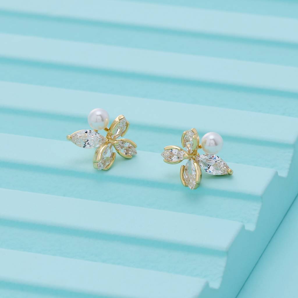 Pearl Gold - Plated Casual Wear Trendy Zircon Earring - 460357 : 460357