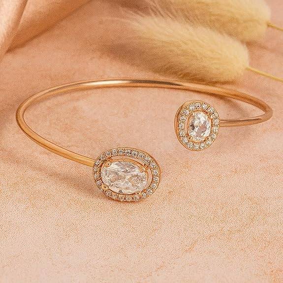 Rosegold  Ad Oval Cuff Bracelet – Lightweight Party Jewelry : AD-119-RGWEBR