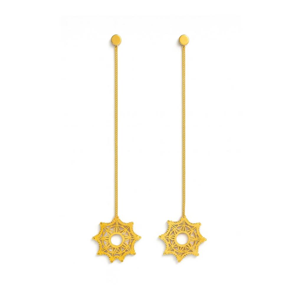 Silver Snowflake Filigree Dangler Earring |  92.5 Silver | 22K Gold Plated : 55283351