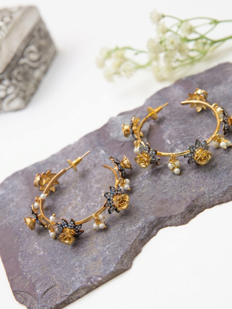 Fiona Two Toned Hoop Earrings : KER283