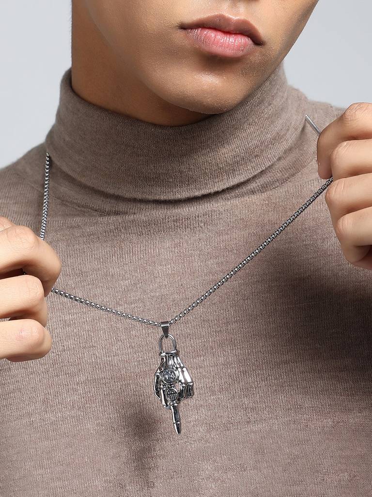 Men'S The Skelly Pendant Necklace - Metallic Silver : FAPD1142
