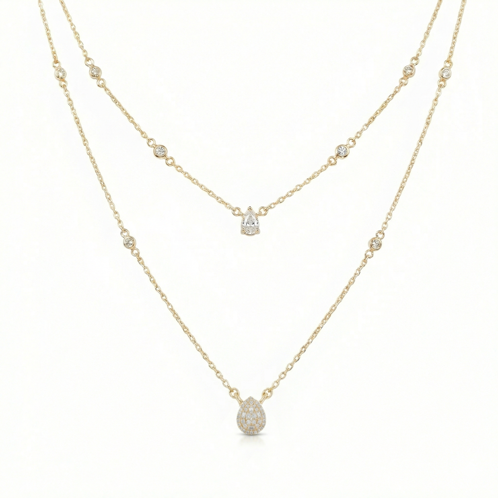 Majestic Teardrop Layered Necklace : NG484