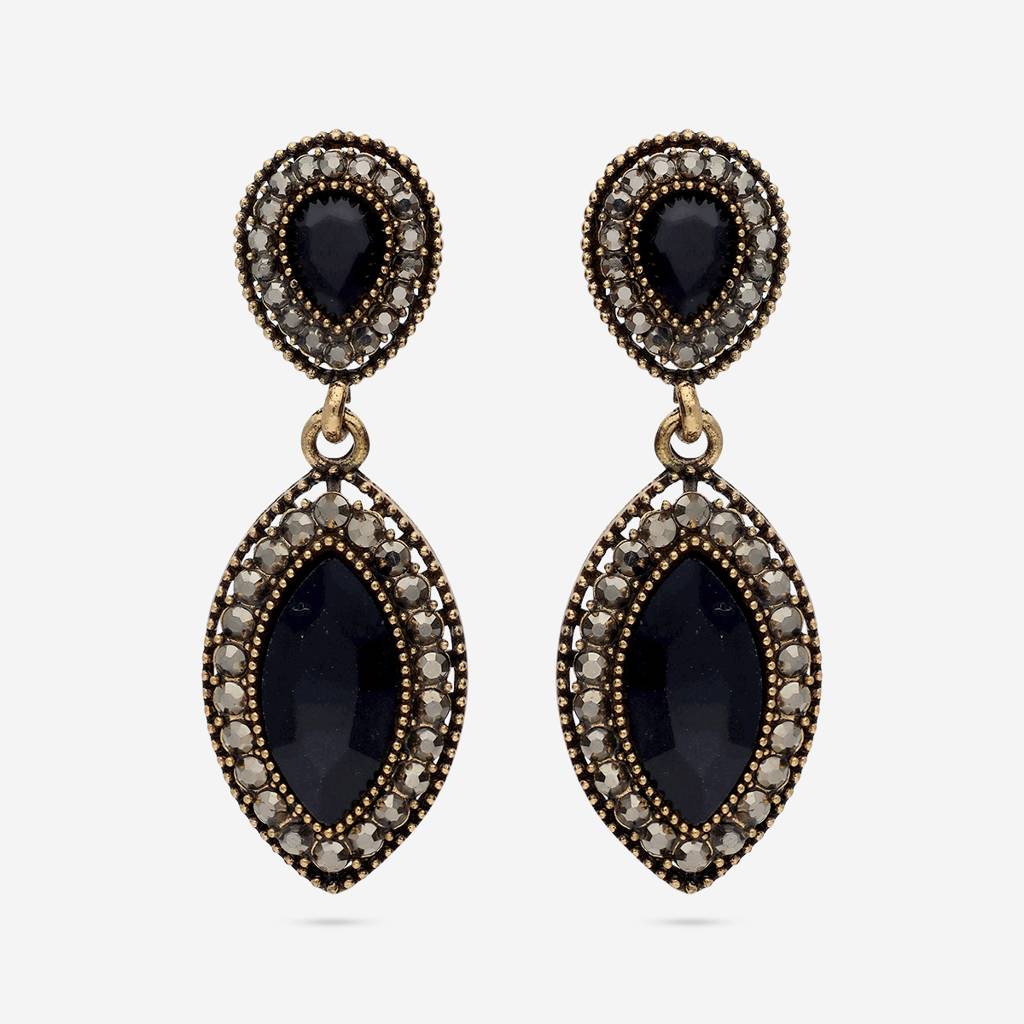 Black Oxidised - Plated Casual Wear Trendy Earring - 450865 : 450866