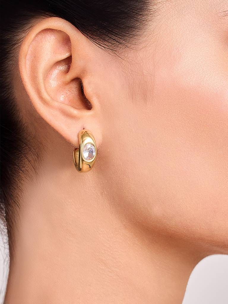18K Gold Plated Golden Crest Earrings Stainless Steel Waterproof & Anti-Tarnish : E82SJSS0G