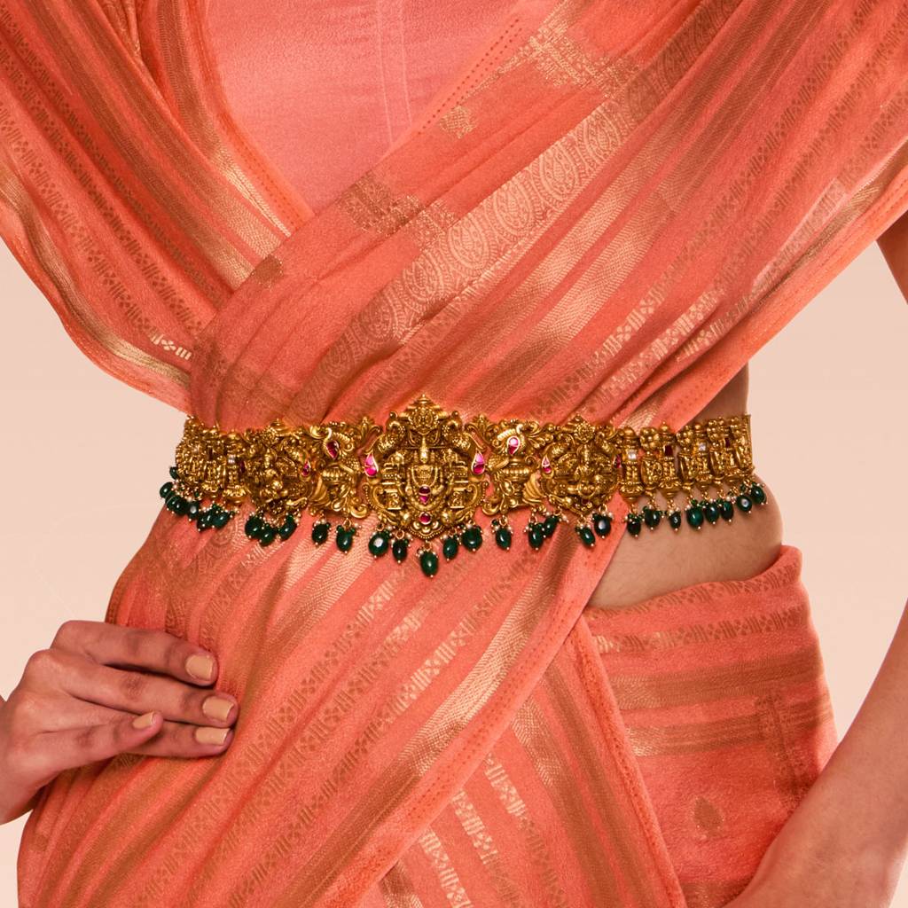 Ruby-Green Gold - Plated Bridesmaid Temple Belt - 442357 : 442357