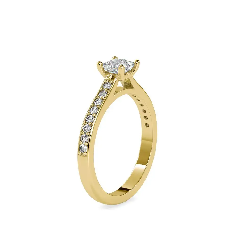 Royal Pave Princess Cut Solitaire Ring : 14kYellowZNR55F10
