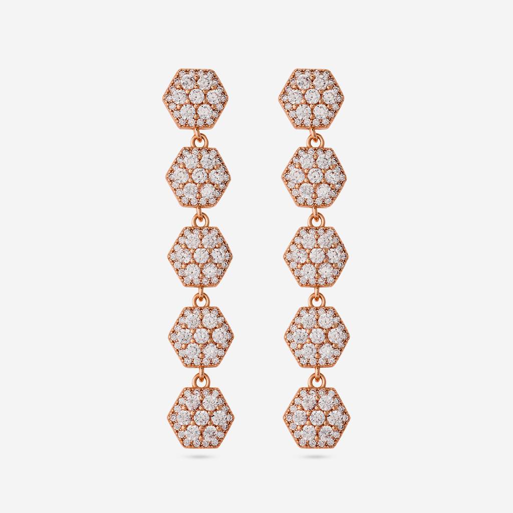 White - Plated Casual Wear Trendy Zircon Earring - 466902 : 466904
