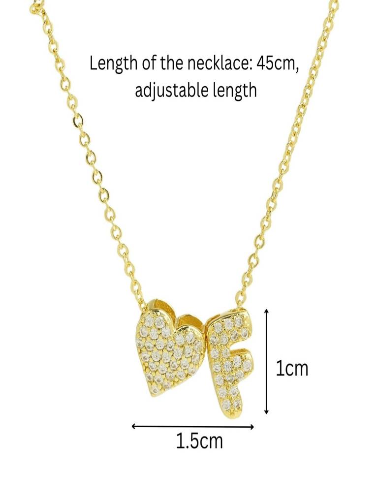 Reversible Initial Letter & Heart With Zircons Gold Plated Antitarnish Pendant : ABY0226P201GF