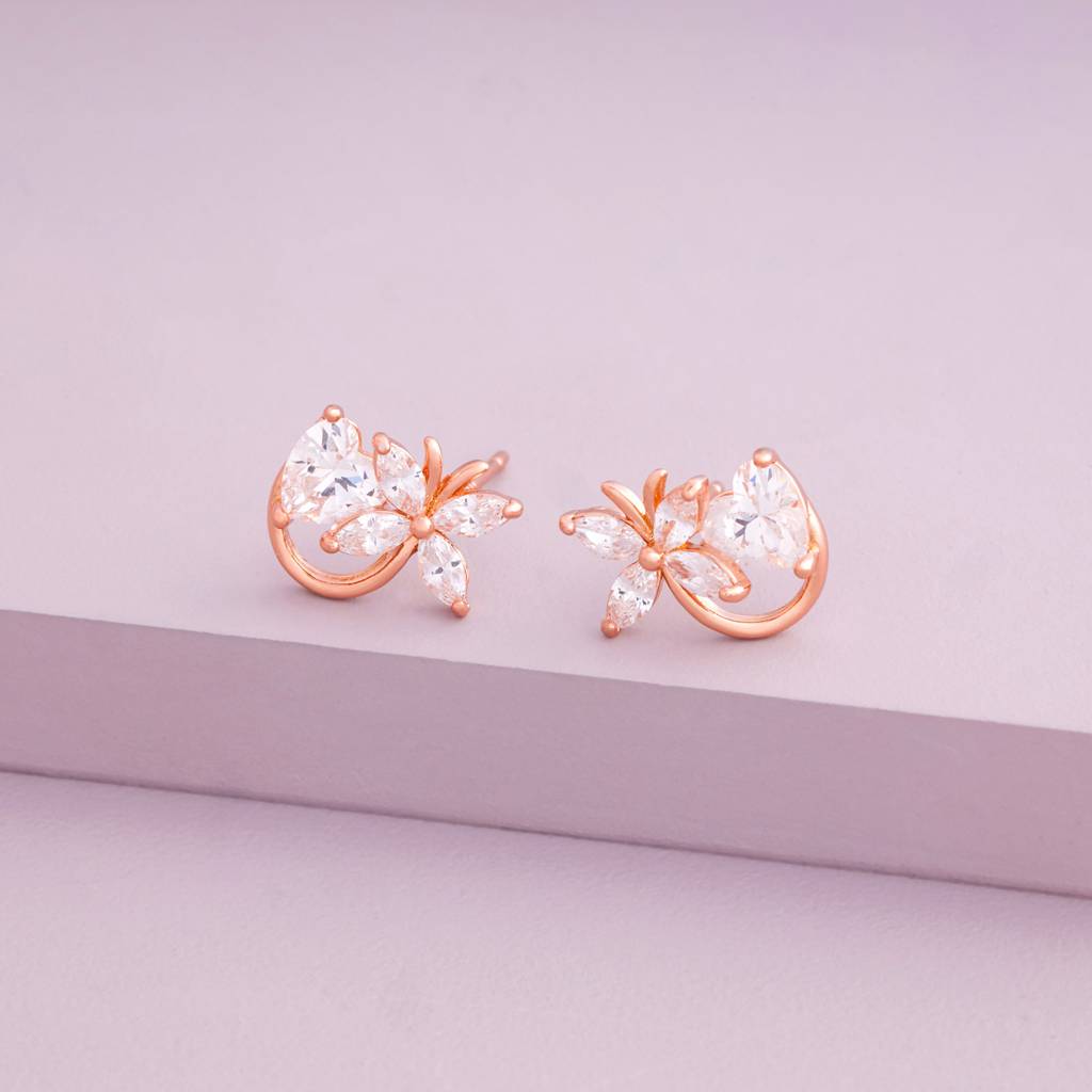 White - Plated Casual Wear Trendy Zircon Earring - 467003 : 467005