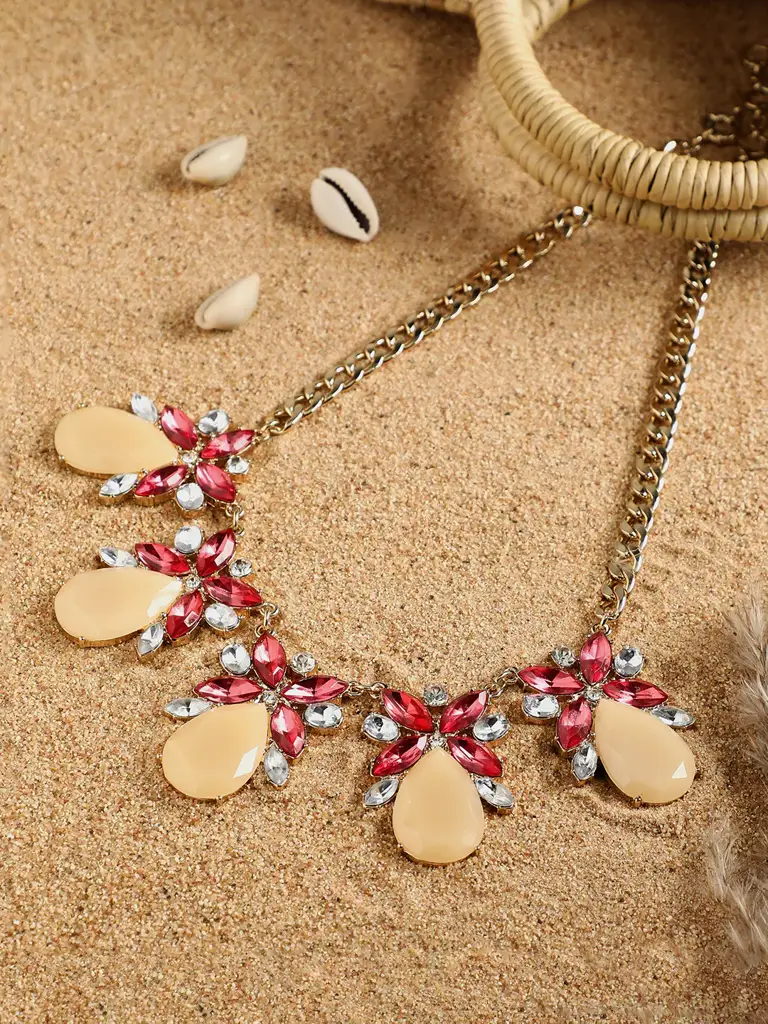 Jai-Multi-Colour Acrylic Crystal Necklace : SOHNCK3588