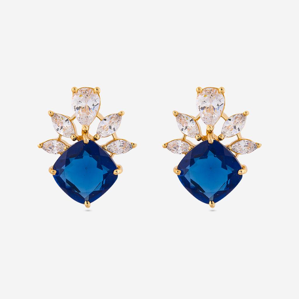 Gold - Plated Party Wear Zircon Earring - 469224 : 469226