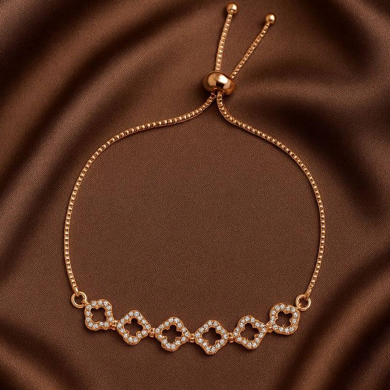 Sleek Clover Chain Bracelet | Cz For Everyday Glam : AD-164-RGWEBR