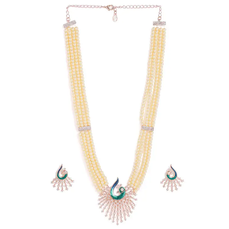 Morbagh Imperial Ruby Cz Bead Heritage Necklace Set | Reception Glam : AD-942-RGWE-NKER