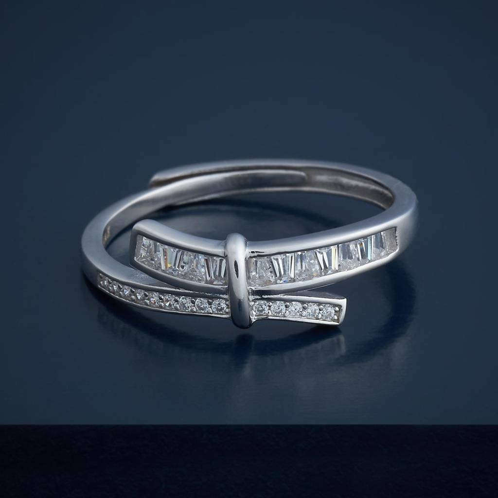 White Rhodium - Plated Office Wear Silver Finger Ring - 436731 : 436731