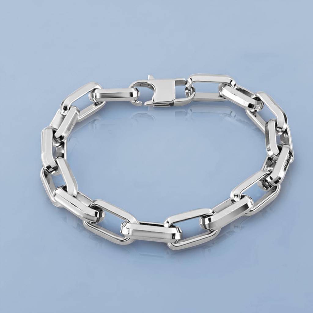 Silver Plated Anchor Link Chain Openable Bracelet Contemporary Jewellery For Men & Boys : PX9B194S